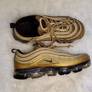 Gold Nike Vapormax 97 sz 7y worn No Box